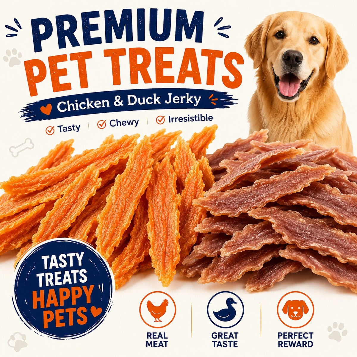 LOVE PET PROSPER Chicken & Duck Jerky Dog Treats – High-Protein Natural Pet Snacks for Training & Daily Rewards