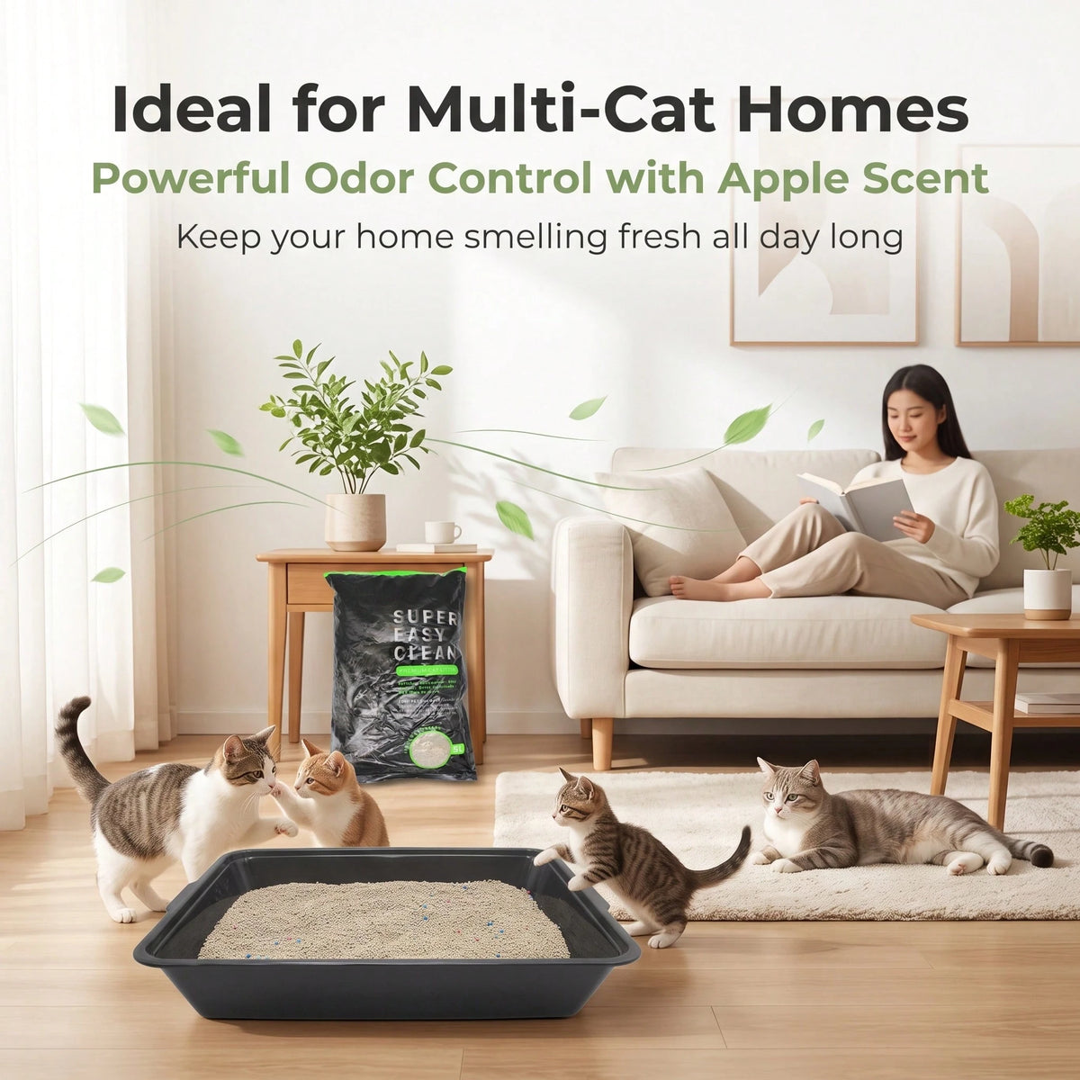 5L Apple Scented Bentonite Cat Litter – Fast Clumping, Odor Control & Low Dust Kitty Sand